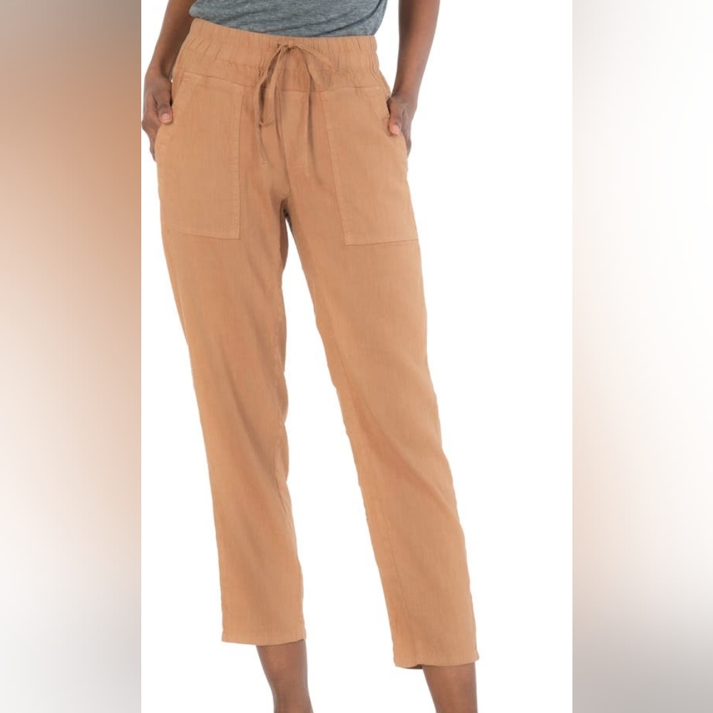 Anthro Kut From The Kloth Drawcord Waist Crop Pants Ginger Brown Beige S Small